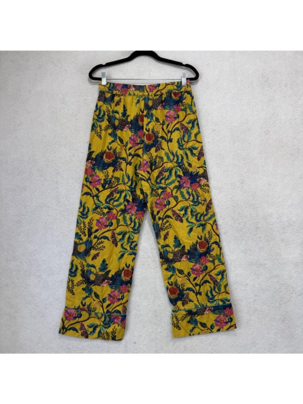 Nathalie Lete Sweatpants Womens XS Yellow Floral Animal Print Elastic Waist - Picture 6 of 9